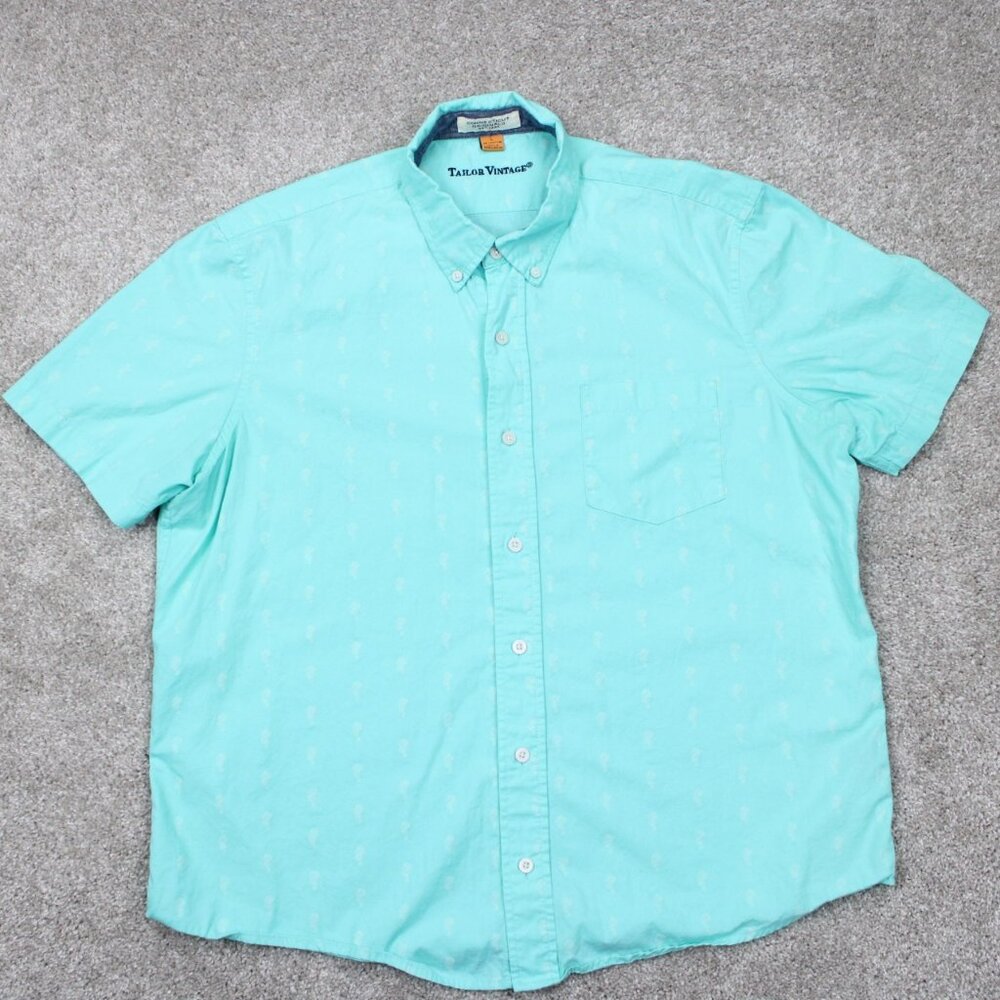 Tailor Vintage Luxe Performance AOP Shirt Mens Medium Blue Seahorse‎ Print S/S
